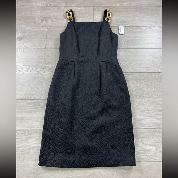 Kay Unger Black Gold Hardware Cocktail Holiday Party Dress - Picture 1 of 15